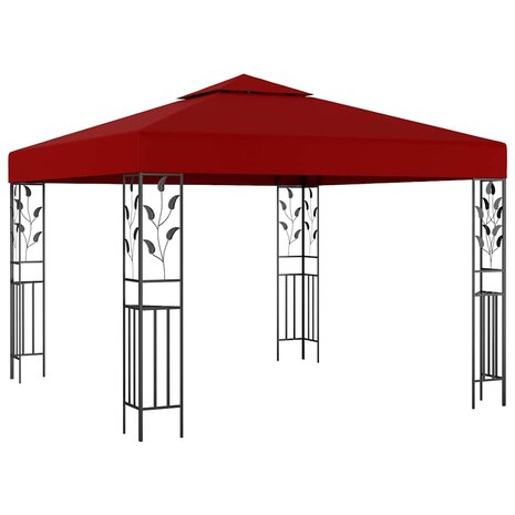 Prieel met LED-lichtslinger 3x3 m wijnrood