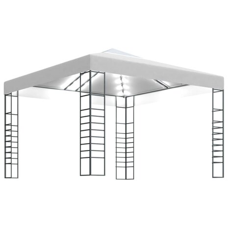 Tuinpaviljoen met LED-lichtslinger 3x3 m wit