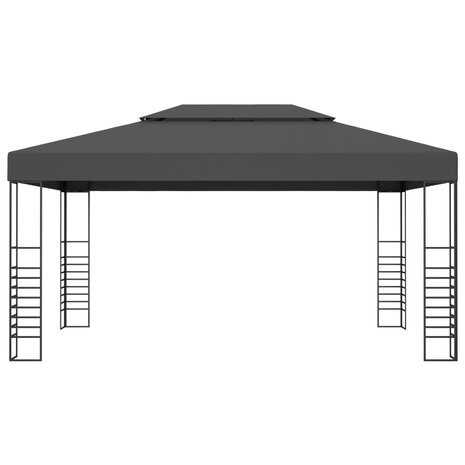Prieel met LED-lichtslinger 3x4 m antracietkleurig