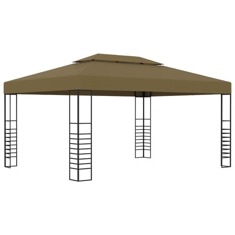 Prieel met LED-lichtslinger 3x4 m taupe
