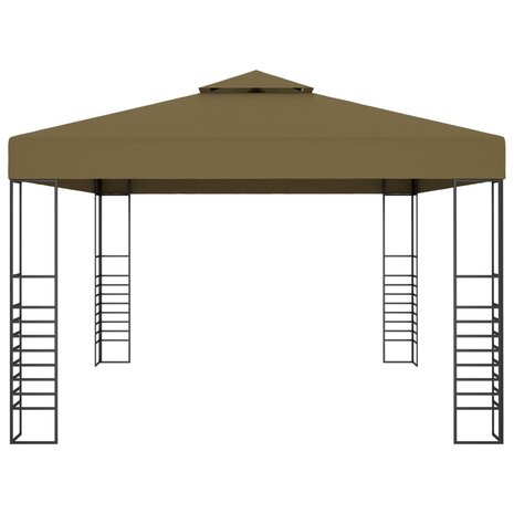 Prieel met LED-lichtslinger 3x4 m taupe