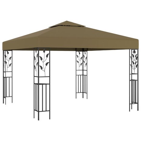 Prieel met LED-lichtslinger 3x3 m taupe