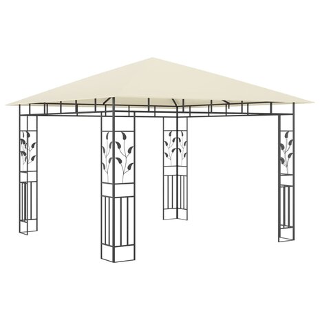 Prieel met klamboe LED-lichtslinger 180 g/m² 3x3x2,73 m crème