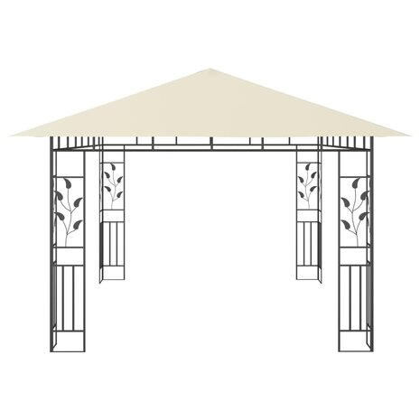 Prieel met klamboe LED-lichtslinger 180 g/m² 4x3x2,73 m crème