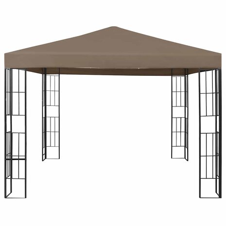 Prieel met LED-lichtslinger 3x3 m taupe