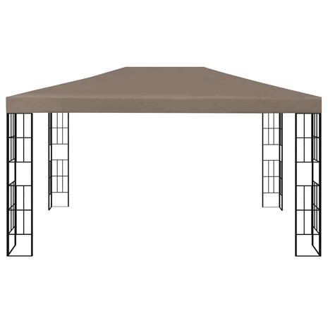 Prieel met LED-lichtslinger 4x3 m taupe