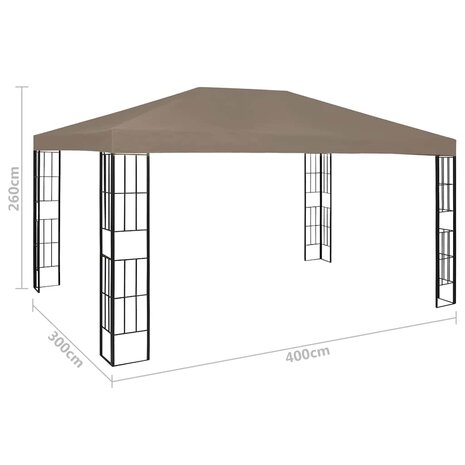 Prieel met LED-lichtslinger 4x3 m taupe