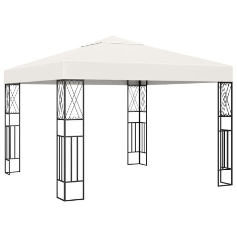 Prieel met LED-lichtslinger 3x3 m stof crèmekleurig