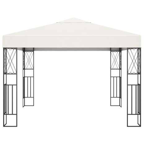Prieel met LED-lichtslinger 3x3 m stof crèmekleurig