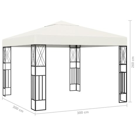 Prieel met LED-lichtslinger 3x3 m stof crèmekleurig
