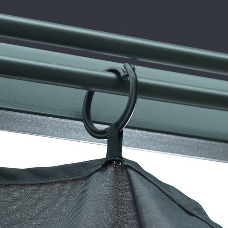 Prieel met gordijn LED-lichtslinger 4x3 m aluminium antraciet