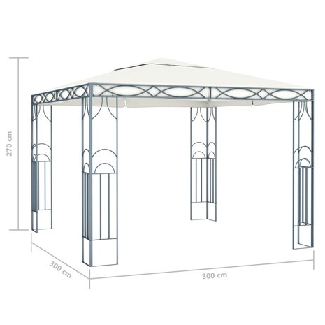 Prieel met LED-lichtslinger 300x300 cm crèmekleurig