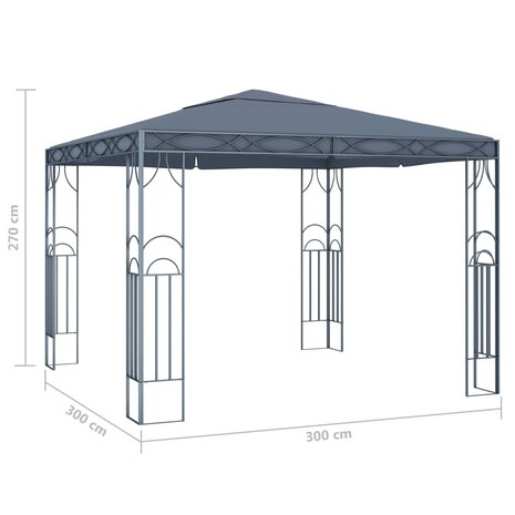 Prieel met LED-lichtslinger 300x300 cm antracietkleurig