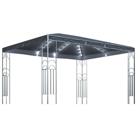 Prieel met LED-lichtslinger 400x300 cm antracietkleurig