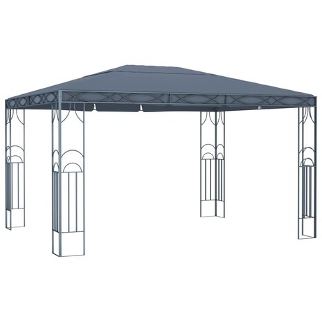 Prieel met LED-lichtslinger 400x300 cm antracietkleurig