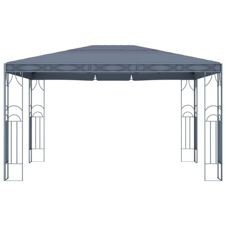 Prieel met LED-lichtslinger 400x300 cm antracietkleurig