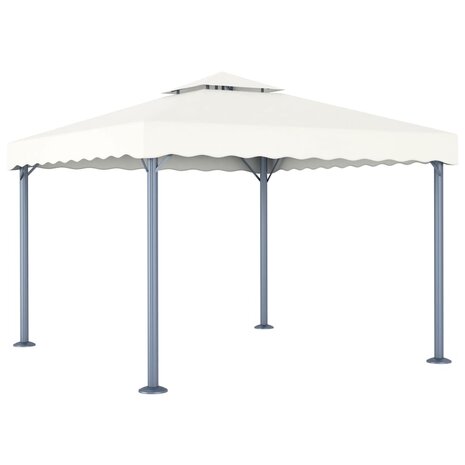 Prieel met LED-lichtslinger 300x300 cm aluminium crèmekleurig