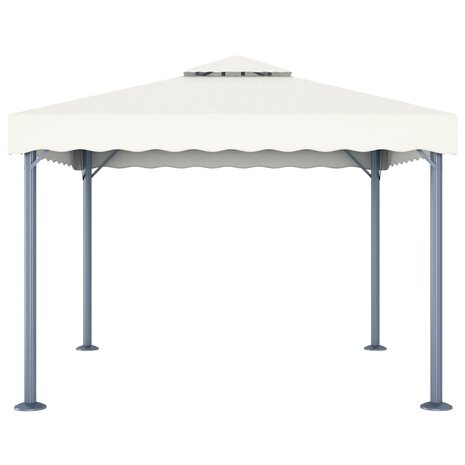 Prieel met LED-lichtslinger 300x300 cm aluminium crèmekleurig