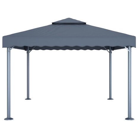 Prieel met LED-lichtslinger 400x300 cm aluminium antracietkleur