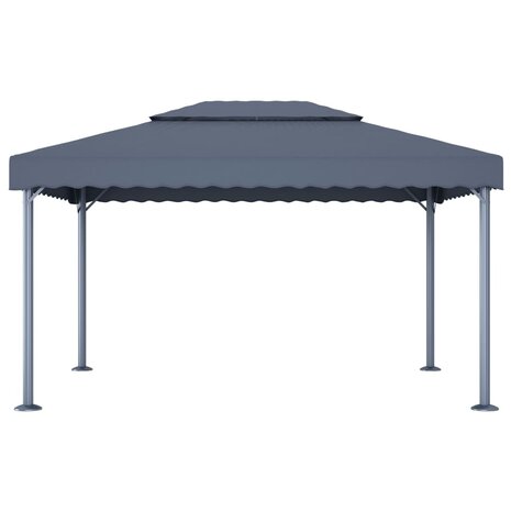 Prieel met LED-lichtslinger 400x300 cm aluminium antracietkleur