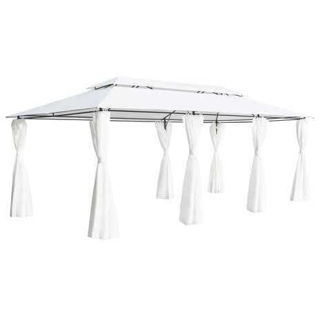 Prieel met gordijnen 180g/m² 600x298x270 cm wit