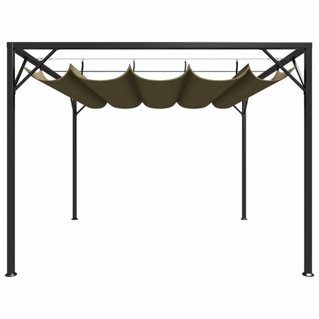 Tuinprieel met uittrekbaar dak 180 g/m² 3x3 m taupe