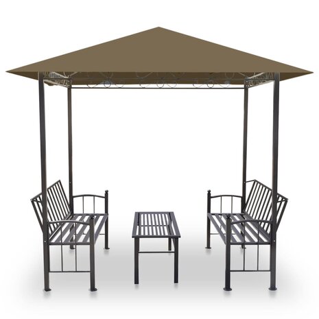 Tuinpaviljoen met tafel en bankjes 180 g/m² 2,5x1,5x2,4 m taupe