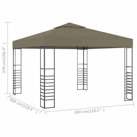 Tuinpaviljoen 180 g/m² 3x3 m taupe