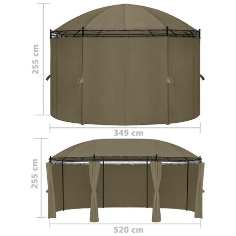 Prieel met gordijnen 180 g/m² 520x349x255 cm taupe