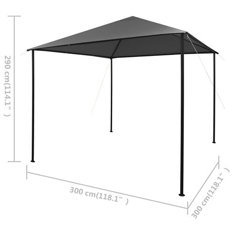 Prieel 180 g/m² 3x3 m stof en staal antraciet