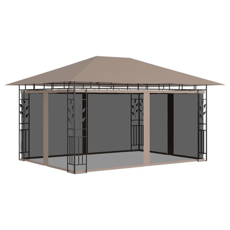 Prieel met klamboe 180 g/m² 4x3x2,73 m taupe
