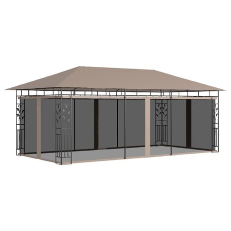 Prieel met klamboe 180 g/m² 6x3x2,73 m taupe