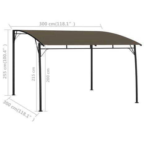 Zonneluifel 3x3x2,55 m taupe