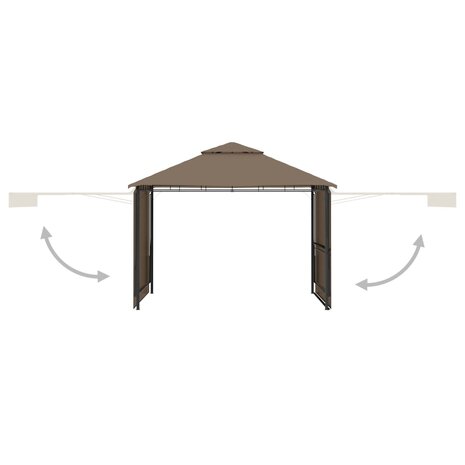 Prieel met uitschuifbare daken 180 g/m² 3x3x2,75 m taupe