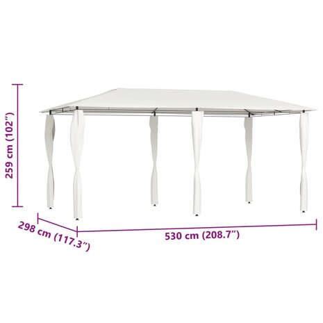 Prieel met paalhoezen 160 g/m² 2,98x5,3x2,59 m crèmekleurig
