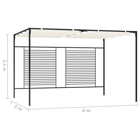 Prieel met uittrekbaar dak 180 g/m² 3x4x2,3 m crèmekleurig