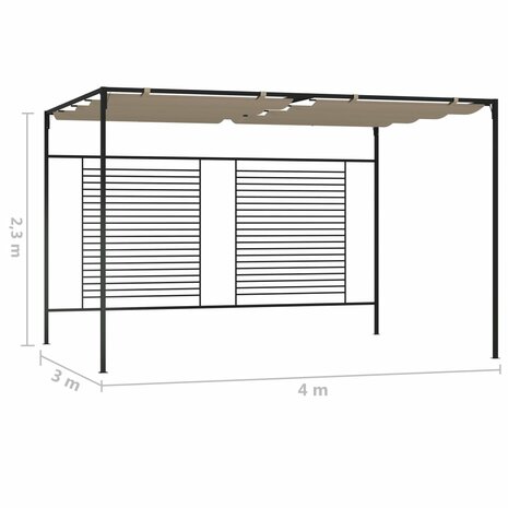 Prieel met uittrekbaar dak 180 g/m² 3x4x2,3 m taupe