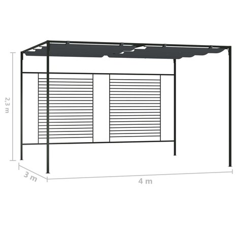 Prieel met uittrekbaar dak 180 g/m² 4x3x2,3 m antracietkleurig