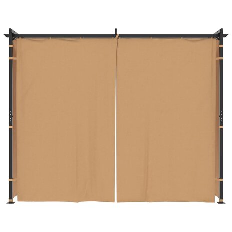 Prieel met gordijnen 3x3 m staal taupe