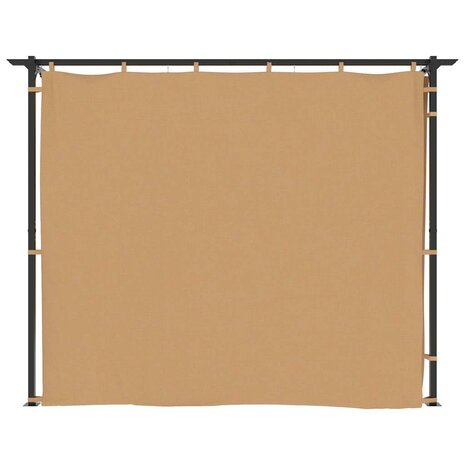 Prieel met gordijnen 3x3 m staal taupe