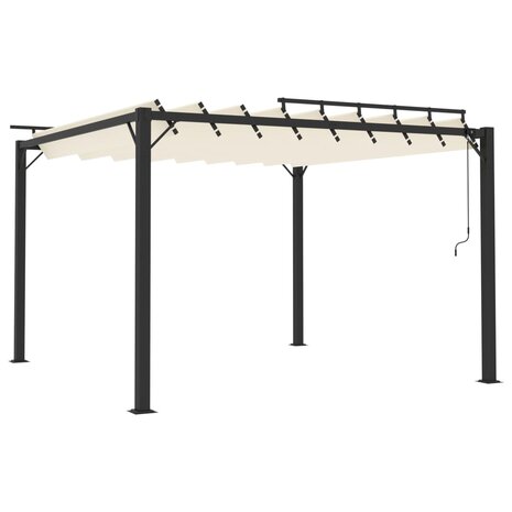 Prieel met lamellendak 3x3 m stof en aluminium crèmekleurig