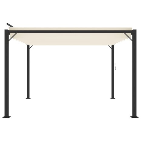 Prieel met lamellendak 3x3 m stof en aluminium crèmekleurig