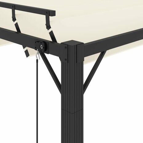 Prieel met lamellendak 3x3 m stof en aluminium crèmekleurig