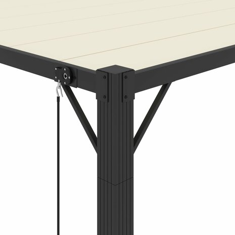 Prieel met lamellendak 3x3 m stof en aluminium crèmekleurig