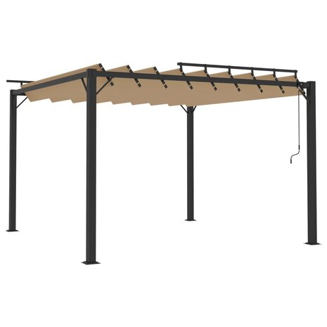 Prieel met lamellendak 3x3 m stof en aluminium taupe