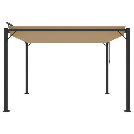 Prieel met lamellendak 3x3 m stof en aluminium taupe