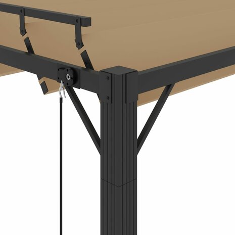 Prieel met lamellendak 3x3 m stof en aluminium taupe