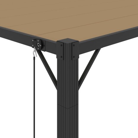 Prieel met lamellendak 3x3 m stof en aluminium taupe