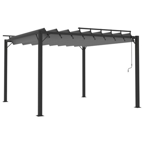 Prieel met lamellendak 3x3 m stof en aluminium antracietkleurig