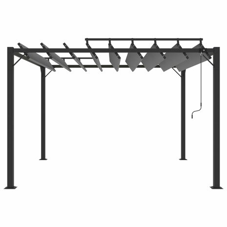 Prieel met lamellendak 3x3 m stof en aluminium antracietkleurig